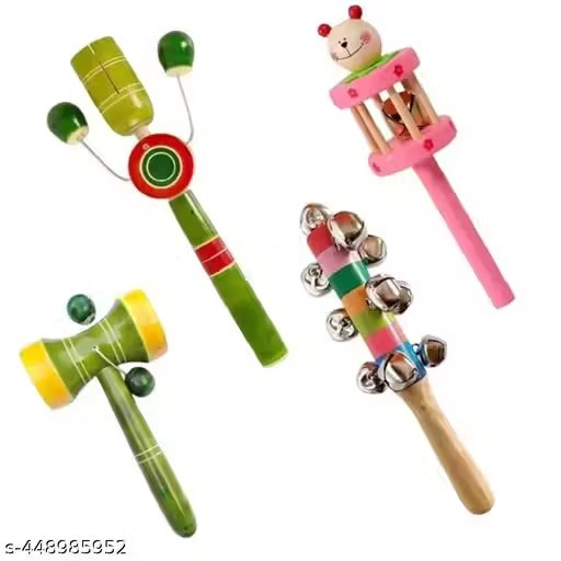 Natural Coloured Wooden Handmade Rattles Natural Coloured Wooden Handmade Rattles - Image 1