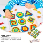 Colorful Wooden Shape Sorting Puzzle Board for Kids (Multilayer Geometric Learning Toy) - Image 2