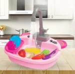 Kitchen Play Set for Kids, Pretend Play Sink Toy with Running Water, Utensils Set, Water Pump Kitchen Toy for Girls 2+ Years